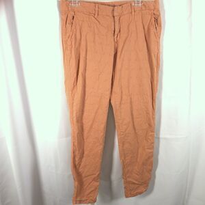 Sundance Womens 12P 33x27.5 Petite Orange Floral Embroidered Chino Khaki Pants